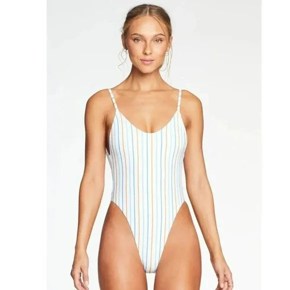 Vitamin A Yasmeen One Piece Swimsuit/Bodysuit Palm Springs White Stripes - Picture 2 of 13